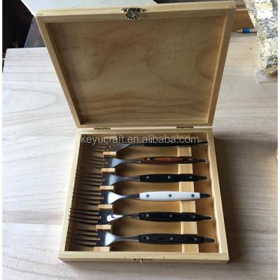 China Handmade natural pine wood cutlery box fork box for sale