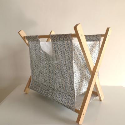 China Magazine Rack Wood Frame Fabric Magazine Rack for sale