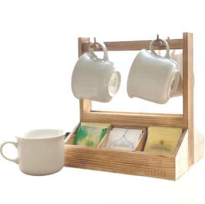 China Viable Wooden Tea and Food Storage Organizer Container Box Coffee Cup Tree and Tea Bag Holder for sale