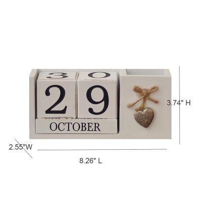 China Europe wooden perpetual calendar with pencil holder for sale