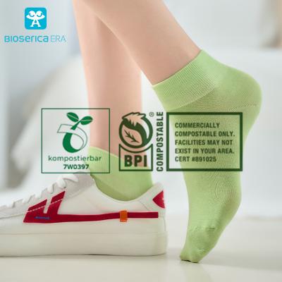 China QUICK DRY No Smell Bioserica Era Antimicrobial Ankle Cotton Women's Socks Wholesale Colorful Happy Short Socks For Girls Custom Made for sale