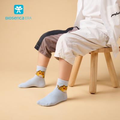 China Sporty kids kids boy and girl socks with cartoon character made by combed cotton and antibacterial recycle material for sale