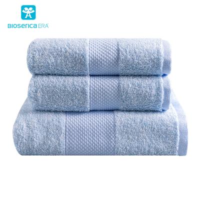 China Good Quality Antimicrobial Hot Wholesale Antibacterial Stock Solid Cotton Towel With Hand/Face/Bath Towel Each Piece In A Gift Bag for sale