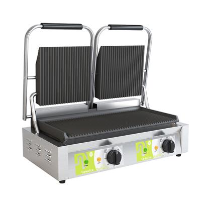 China All Ribbed Plate Hotel Restaurant Cooking Equipment Sandwich Maker Panini Grill And Grilling Electric Touch Grill for sale