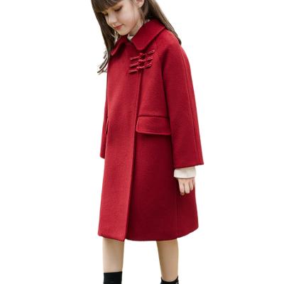 China Factory wholesale simple long winter windproof warm red coat windproof long coat girl for sale