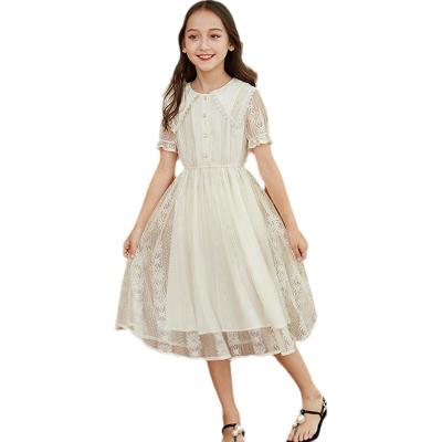 China Factory Wholesale White Children's Summer Casual Dress Short Sleeve Washable Girls Dress for sale