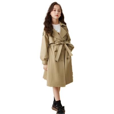 China Spring Factory New Central Institute of Statistics Wind Regular Waist Belt Mid Length Women's Anorak for sale