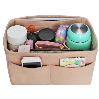 China Lady Multi-Size Felt Bag Organizer Cosmetic Purse Insert Felt Bag Organizer for sale