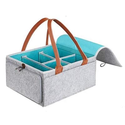 China 2021 High Quality Water Resistant Diaper Cart Organizer Portable Felt Diaper Bag For Baby Diaper Hanging Cart Basket for sale