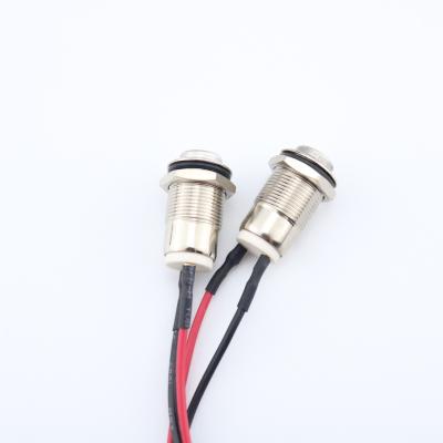 China 12mm light led waterproof metal switches button push button switch with ABS16B wire for sale