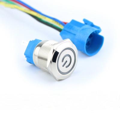 China 19mm light led metal switches button waterproof push button switch ABS17B for sale