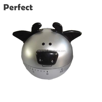 China Viable Cartoon Plastic Countdown Timer Switzerland Kitchen Desk Shape Cow Mechanical Timer for sale