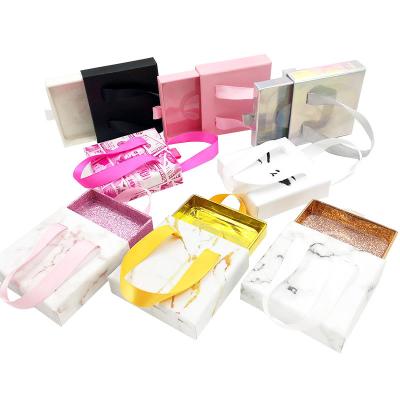 China Recyclable Ribbon Eyelash Packaging BOX Newest Empty Lash Case With Clear Tray 25mm Mink Lash Boxes With Logo Print for sale