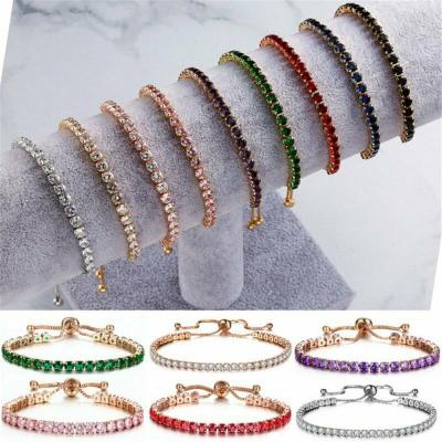 China Simple Fashion Crystal Bracelet Jewelry Zircon Bangle Light Inlay Rhinestone Luxury Micro Adjustable Chain Men Women FASHIONABLE for sale