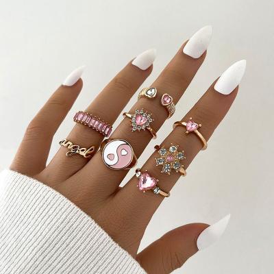 China Vintage Knuckle Rings Set For Women Girls Vintage Chain Flower Rings for sale