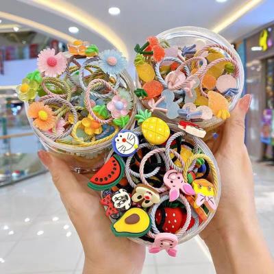 China Sweet Cute Cartoon Children's Hair Tie Kids Elastic Band Small Candy Color Hair Rope for sale