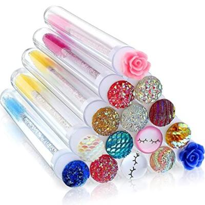 China Hot Sale Sensitive Eyelash Wand Brush Colorful Fish Measures Lash Extensions Brushes Clear Tube for sale