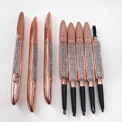 China Factory Price Gold Hot Sale Diamond Eyebrow Pen Waterproof Eyebrow Penil Custom Logo for sale