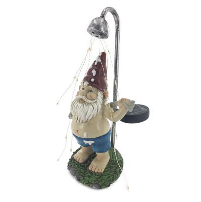 China Resin Mold Statues Customized Solar Garden Shower Gnome From Europe for sale