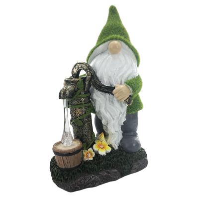 China Europe Ready To Ship Hot Selling Amazon Spring Resin Garden Decoration Outdoor Solar Light Gnome for sale