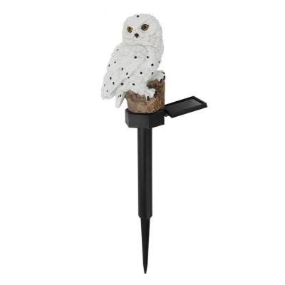 China USA Patio Yard Art Decor Lawn Ornaments Resin Owl Solar LED Lights With Stake for sale