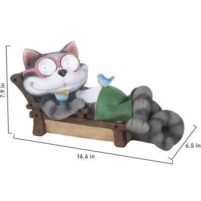 China USA Resin Solar LED Kitten Figurine Lights for Outdoor Indoor Statue Cat Figurine Garden Decoration for sale