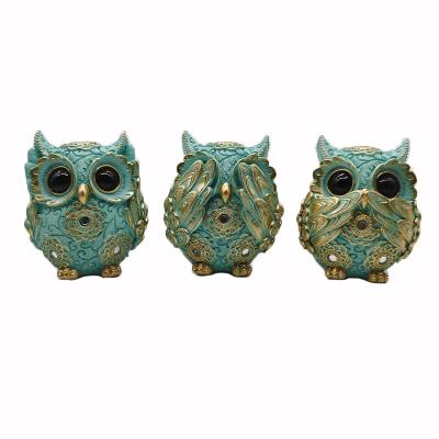 China Europe Owl Figurines for Shelf Decor Accents Resin Crafts for Office Owl Statue Home Living Room Bedroom Decor for sale