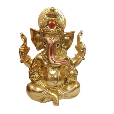 China Europe Resin Opens Indian Diwali Gifts For Home Decor Lord Ganesha Idol Statue Golden Hindu Ganesh Figurine for sale