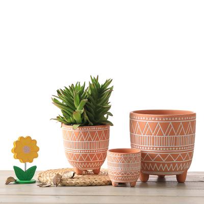 China Modern Ceramic Planter Flower Plant Pots 6.3 Inch Pack 3 Indoor Plant Containers Terracotta Flower Pots Set for sale