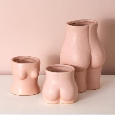 China Art Decor Body Vase Female Shape Loot Flower Vases With Drainage Socket Butt Ceramic Planter Luxury Vase for sale