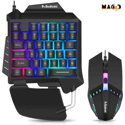 China Ambidextrous Handed Backlight Half Gaming Keyboard and Mouse Combo with Mechanical 35 Key Single Hand Gaming Keyboard Set for Gaming for sale