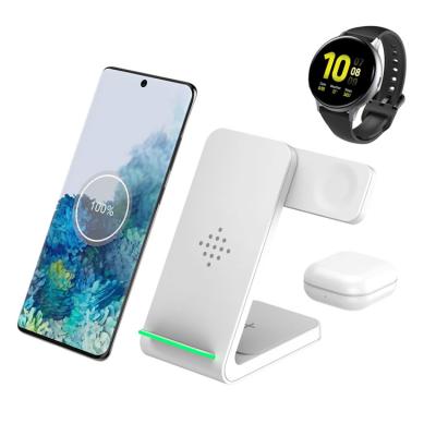 China ABS 3 in 1 Portable Wireless Charger Mobile Phone for Wireless Earbuds and Apple iPhone and Samsung Galaxy Watch for sale