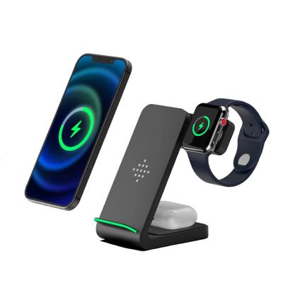 China ABS 3 in 1 wireless charging station for phone and iWatch and radio headphones wireless charger for sale