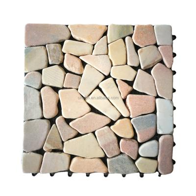 China Easy To Install And Replace Wholesale Cheap Beige Exterior Limestone Pool Decking Tiles Interlocking Stone for sale