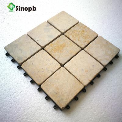 China Easy To Install And Replace PBST-012 Outdoor Interlocking Floor Stone DIY Natural Travertine Slab Mosaic Garden Tile for sale