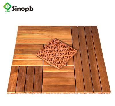 China DIY Solid Teak Burma Deck Tile Easy Interlocking Wooden Deck Tile Garden Furniture Deck Tile for sale