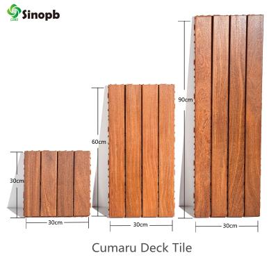 China Natural Waterproof Raw Cumaru Hardwood Color Easy Interlock Exterior Decking for sale