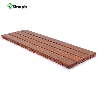 China Merbau Decking Easy Interlocking Solid Wood Waterproof Exterior Decking Tiles Flooring Posts for sale