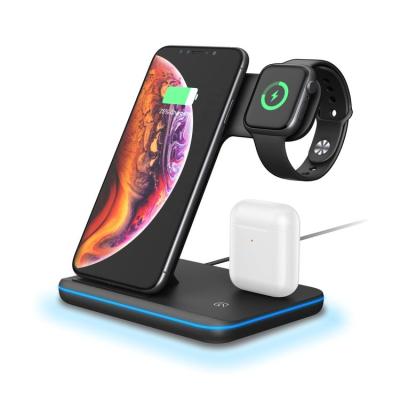 China Modern Three-in-One Wireless Charger Stand Fast Charging Multifunctional Mobile Phone Stand Wireless Charger for sale