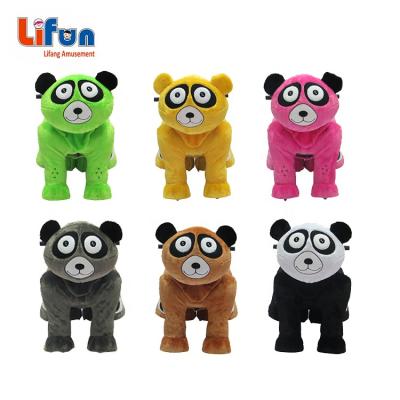 China Metal frame and fireproof cover high quality indoor electric plush kiddie battery operated walking animal ride on toy for sale