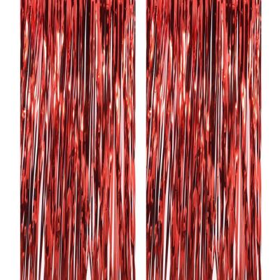 China High Quality Red Rain Festival Decor HX Series PET 23micron Shiny Festival Background Fringe Decorate Curtain for sale