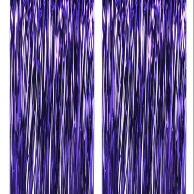 China Festival Decor HX Customized Purple Fringe Rain Good Quality Series Festival Party Backdrop Shiny Curtain for sale