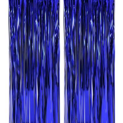 China Cheap Blue Fringe Rain Festival Decor HX Series Shiny Festival Party Background Decorate Tinsel Foil Curtain for sale