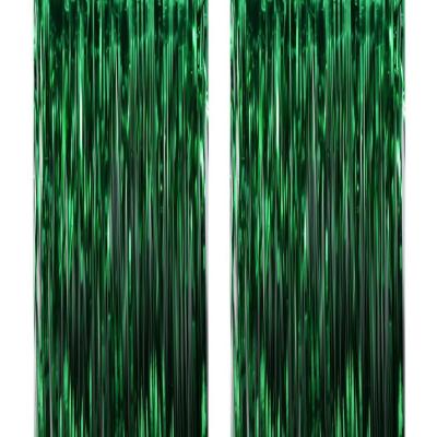 China Hot Selling Fringe Rain Series Green Classic Festival Decor HX Shining Indoor Festival Decorate Tinsel Foil Curtain for sale