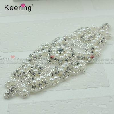 China Flatback fashion designs wholesale beading and rhinestone appliques for dresses WRA-400 for sale