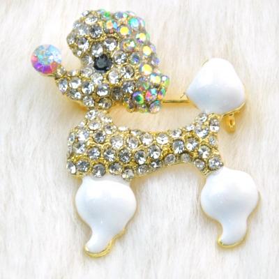 China WBRA-064 Fashional ab Decoration Rhinestone Poodle Dog CustomBrooch Wholesale Bulk Shiny Pin for sale