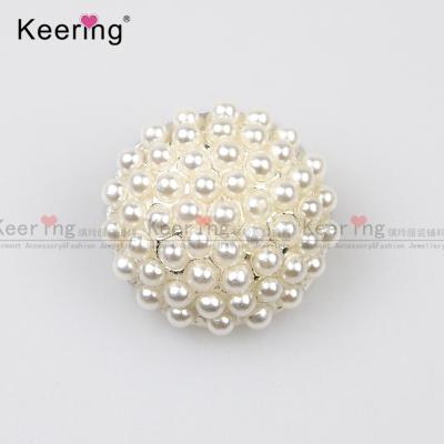 China Viable Fashion Gold Silver Plating Wedding Rhinestone Pearl Metallic Leg Button For Clothing WBK-1511 for sale