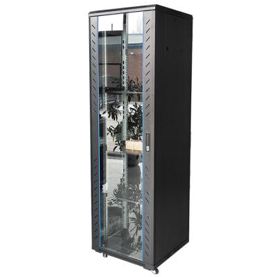 China SPCC Cold Rolled Steel Door DDF 19 Inch Rack Enclosures 42U Different Sizes Floor Standing Glass Network Cabinet for sale