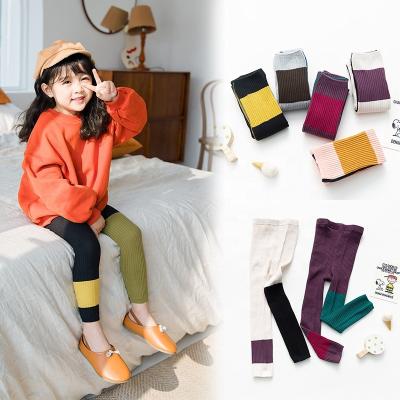 China Color Fade Proof Spring Autumn Winter color blocking pants Nine point external use of girls' gaiters children's pantyhose for sale