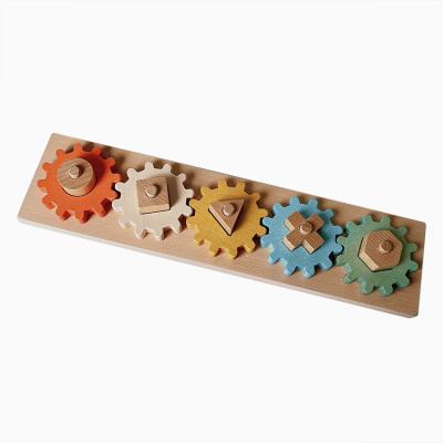 China Wholesale Rainbow Gear Beech Wood Factory Montessori Building Blocks for sale